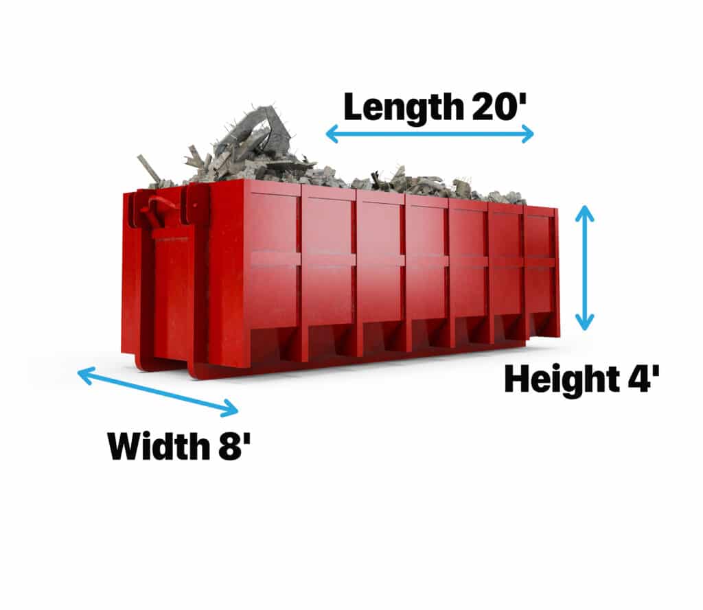 20-foot red debris bin filled with construction waste – perfect for large renovation cleanouts – Mr. Garbage Canada