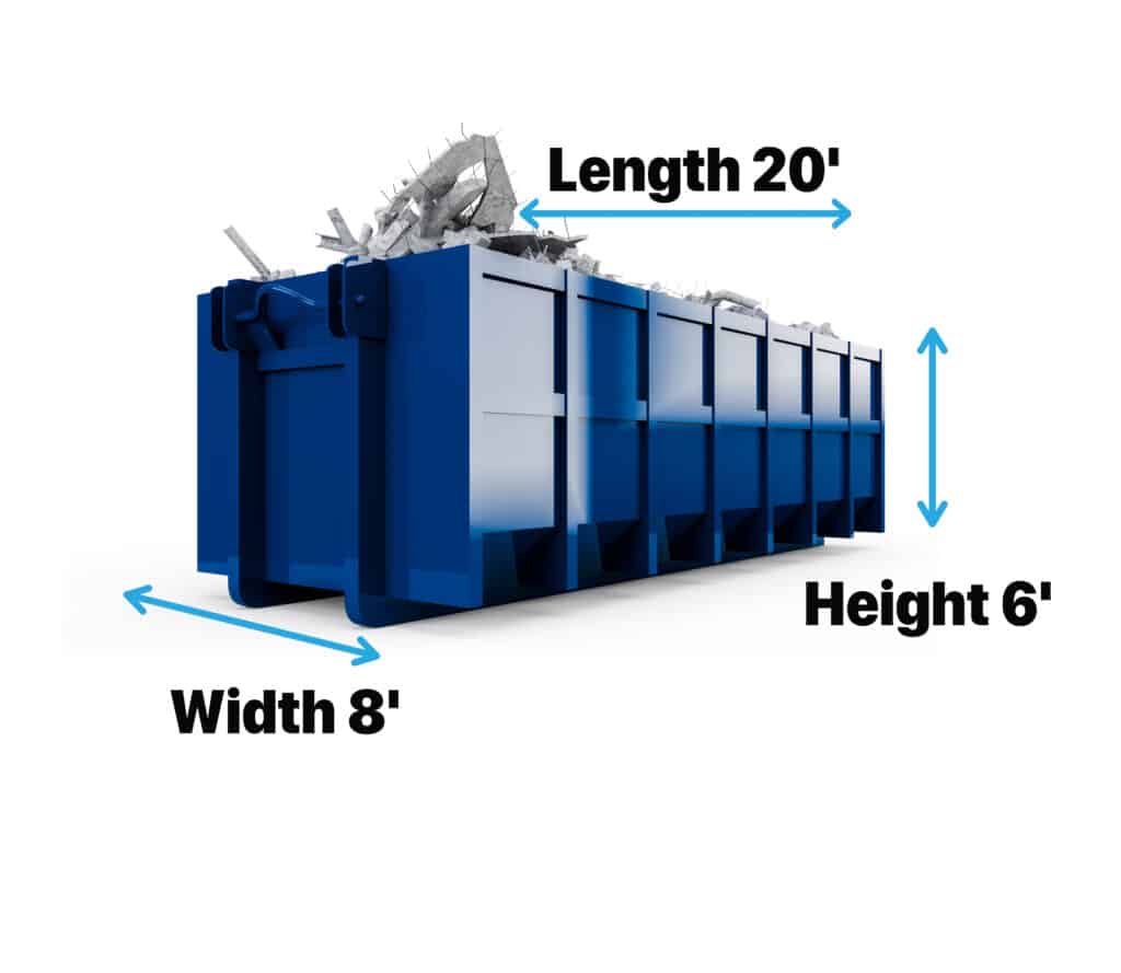 20-foot blue construction dumpster with 6-foot height – ideal for large-scale demolition waste – Mr. Garbage Canada