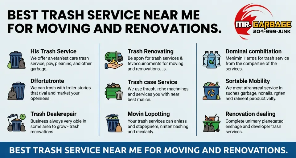 Infographic titled "Best Trash Service Near Me for Moving and Renovations" by Mr. Garbage