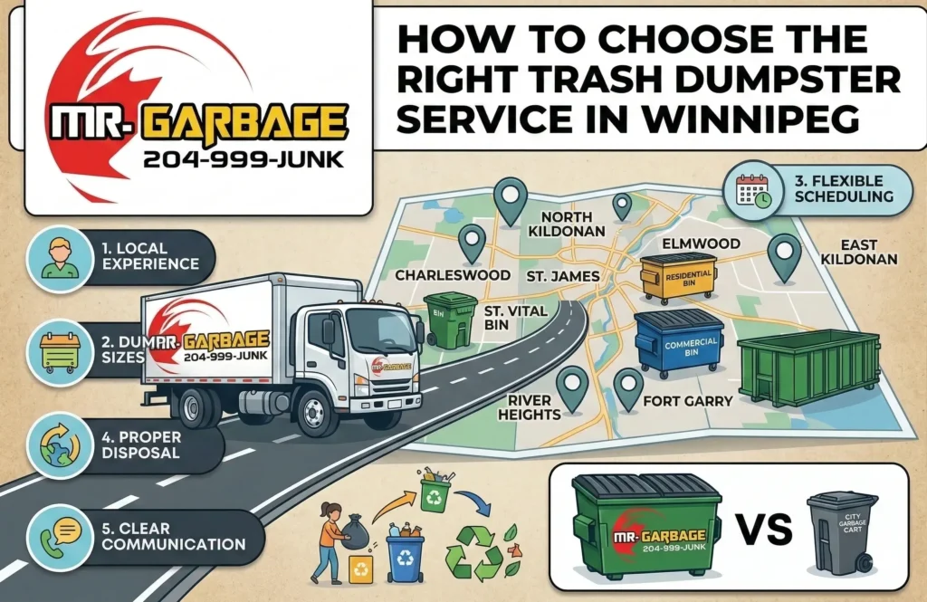 Discover how to choose the right trash dumpster service in Winnipeg. Mr. Garbage offers reliable residential and commercial roll-off bins for your cleanups.
