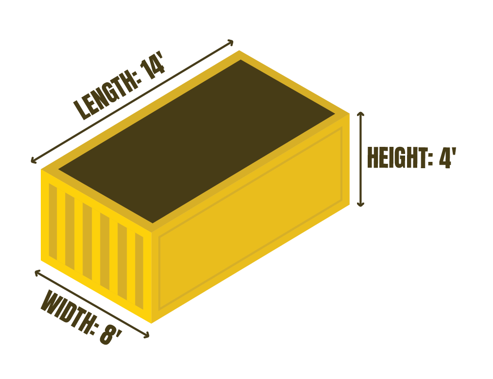 14-foot garbage bin for junk removal and bin rental services by Mr. Garbage in Canada